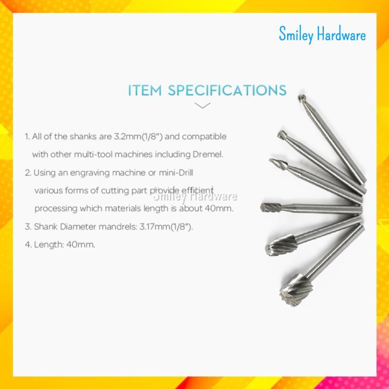 6pcs HSS Rotary Burr Set Router Bit for Rotary Tool with … in Toa Payoh - Image 1