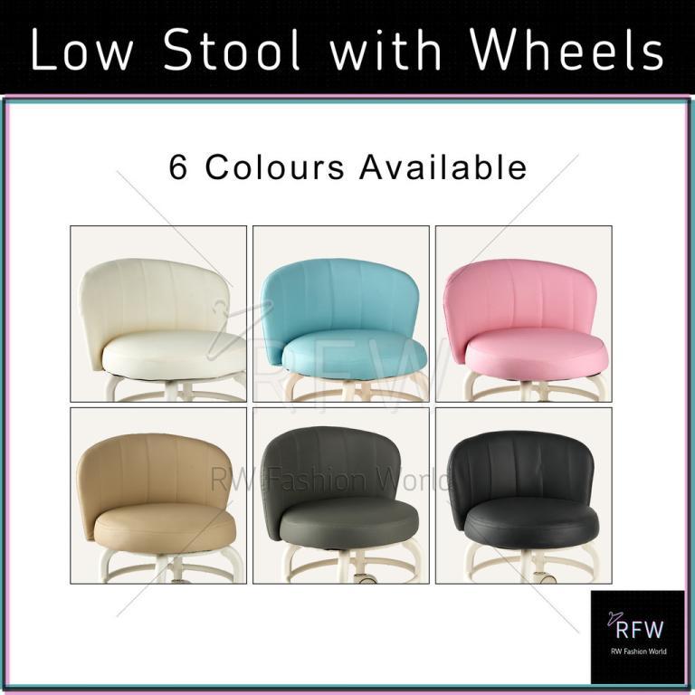 Low Stool with Wheels Kerusi Rendah dengan Roda -White in North-Eastern Islands - Image 1