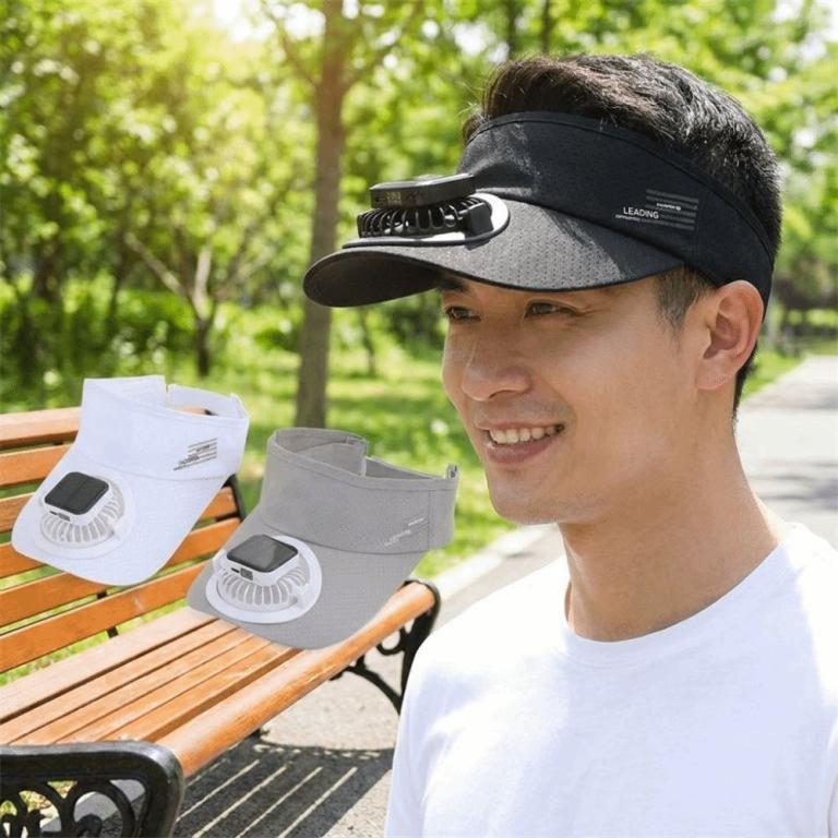 ELLSWORTH Solar Fan Hat, Polyester Adjustable Golf Visor … in Geylang - Image 1