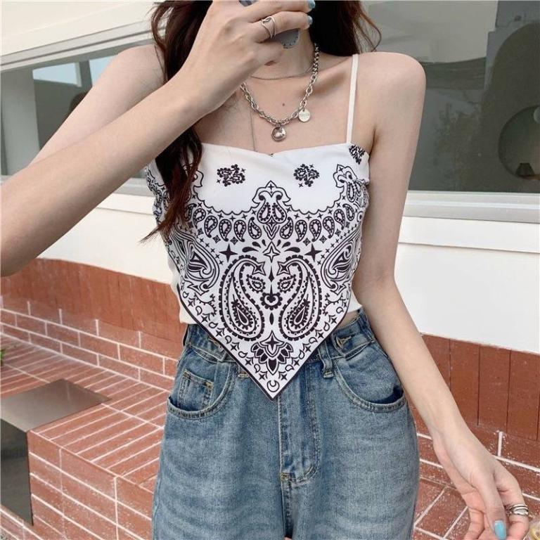 Spaghetti Strap Top Printed With Water Drop Pattern … in North-Eastern Islands - Image 1