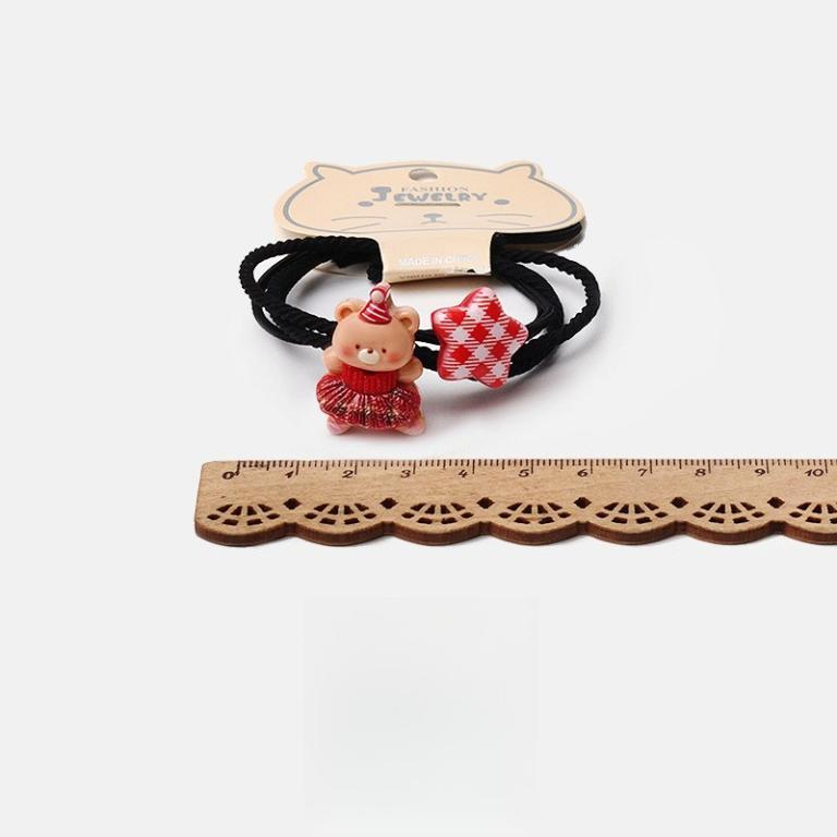 MISSKOI Simple Daily Rabbit Bear Checkered Star Hair Ring … in Novena - Image 1