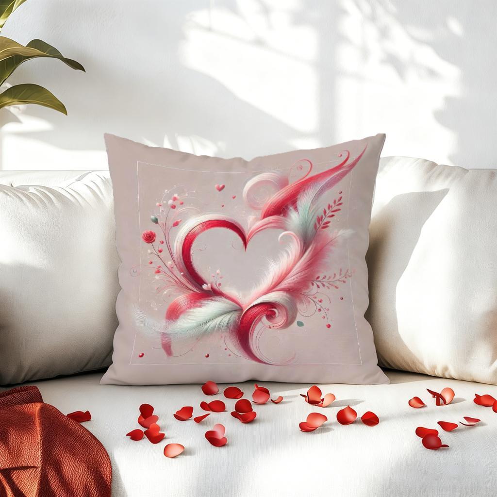 1pc Pillowcase Heart-Shaped Feather Pattern Pillow Cover in Geylang - Image 1
