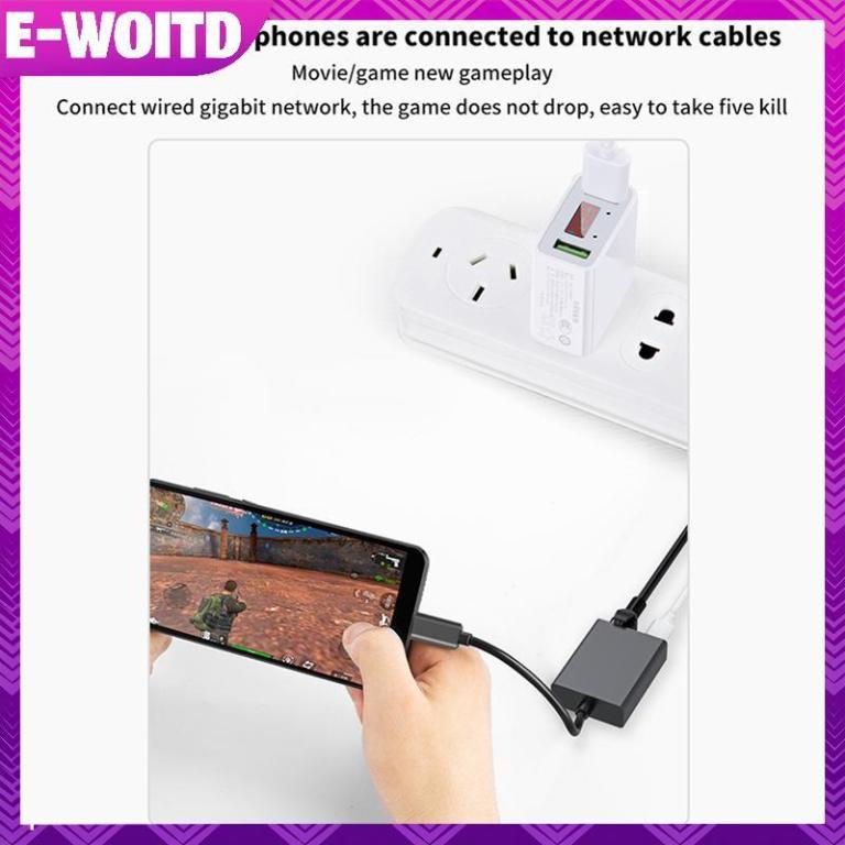 E-WOITD 1000Mbps Type-C To RJ45 Internet Cable Plug And … in Bishan - Image 1
