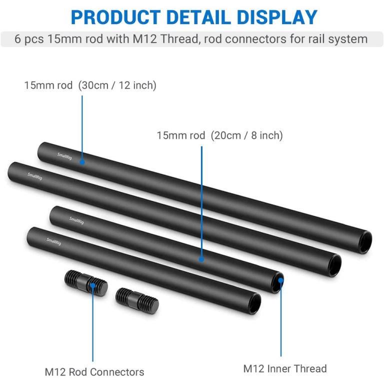 SmallRig 15mm Rods Pack with M12 Thread Rod Cap Connectors … in Toa Payoh - Image 1