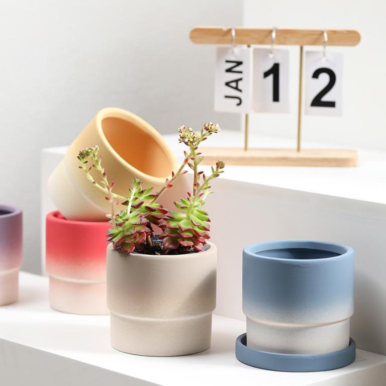 Dopamine Gradient Color Ceramic Flowerpot Household … in Toa Payoh - Image 1