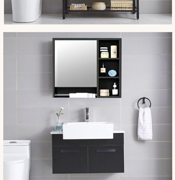 With Solid Wood Separate Storage Rack For Bathroom Mirror … in Toa Payoh - Image 1