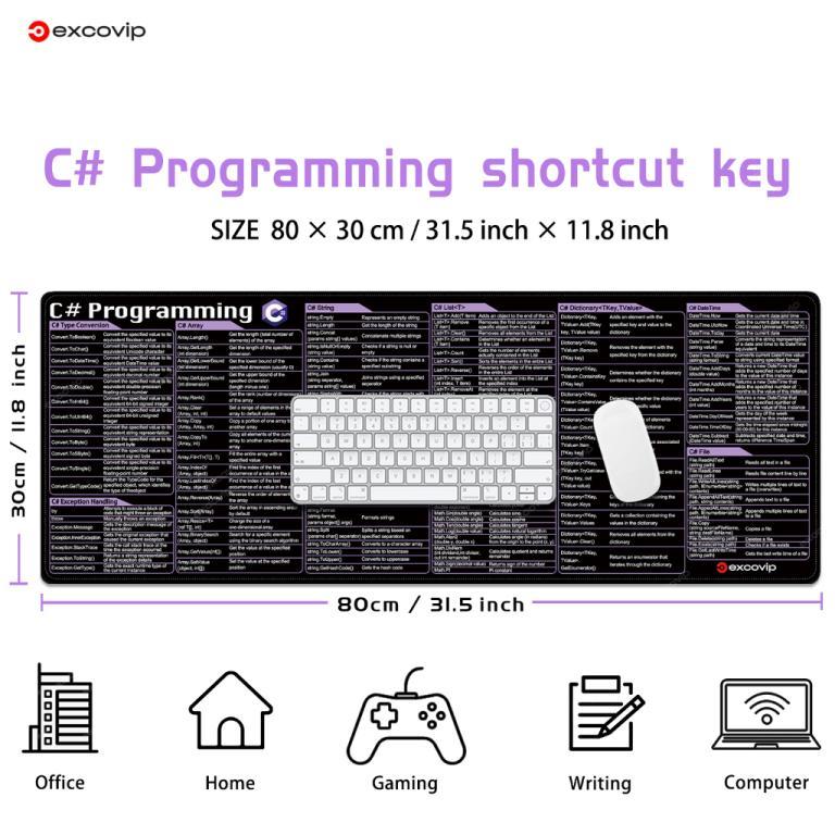 Computer Coding Mousepad with C# Hotkeys, Comfort Surface, … in Toa Payoh - Image 1