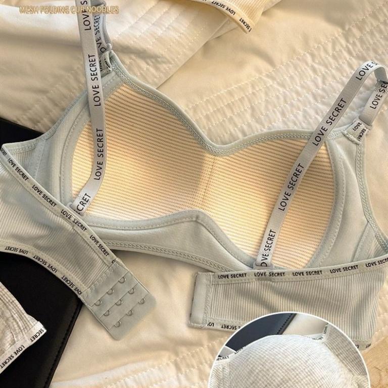 Multi-Color Ribbed Wireless Bra – Thin Cup with Letter Straps in Bishan - Image 1