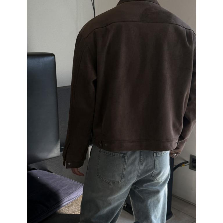 [Metanoia] Korean Design Short Version Suede Jacket in Woodlands - Image 1
