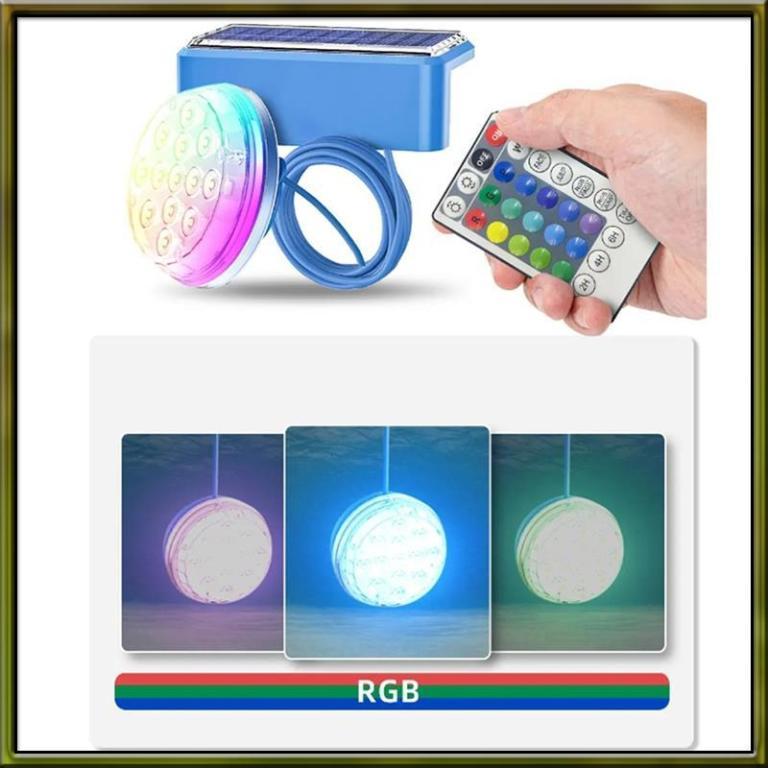 2pcs Solar Pool Light IP67 Waterproof, 16 Color LED … in Singapore - Image 1