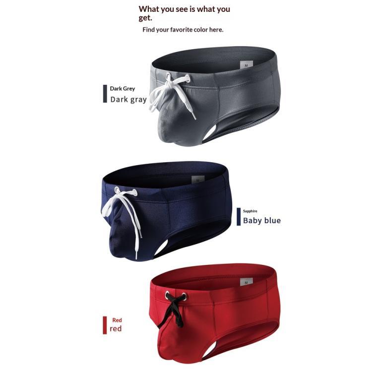 Men's Solid Color Swim Briefs Low Waist Tie Rope Design … in Bishan - Image 1