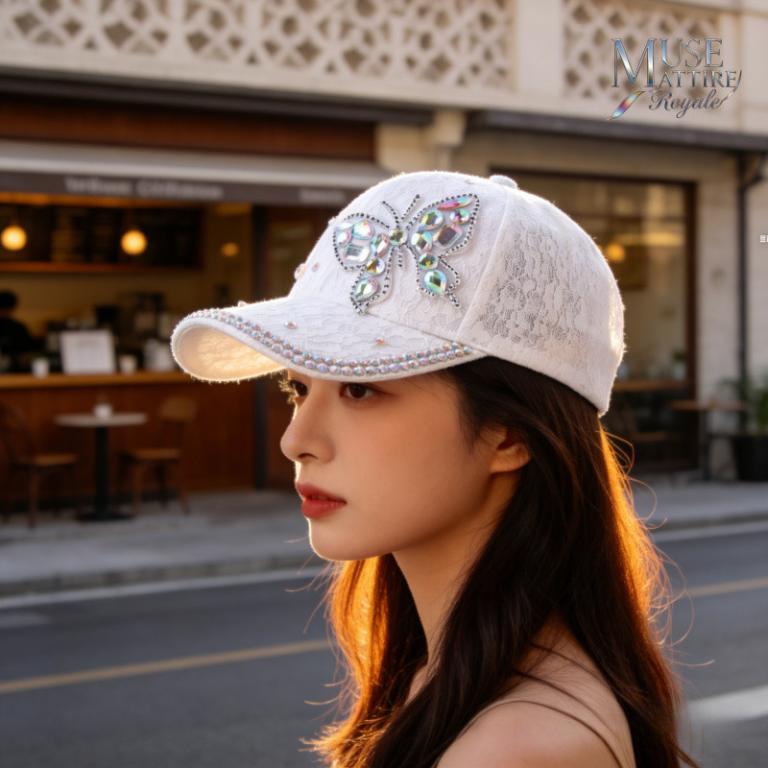 Lace Rhinestone Butterfly Baseball Cap European American … in Mandai - Image 1