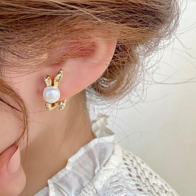 NEDFS Rabbit Earrings, Simple Sweet Rabbit Ear Studs, … in Geylang - Image 1