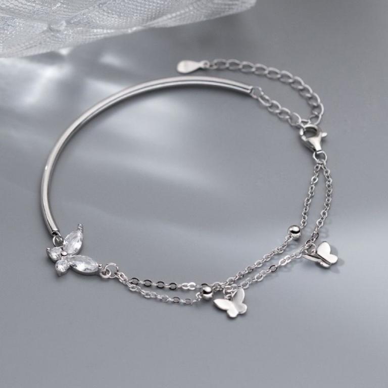 Beautiful silver butterfly double layer chain bangle … in North-Eastern Islands - Image 1
