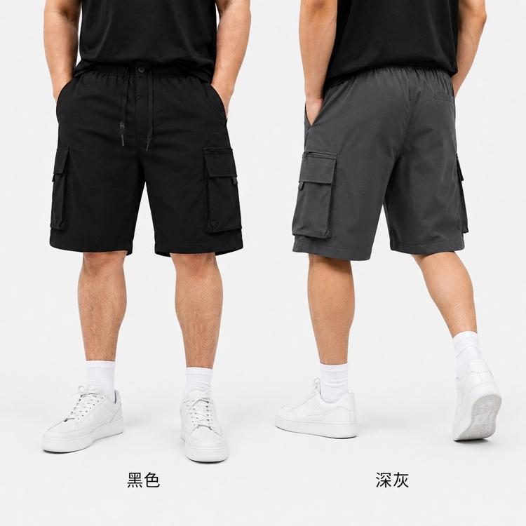 BIGSPACE Large Size Functional Zipper Patch Pocket Shorts … in Sembawang - Image 1
