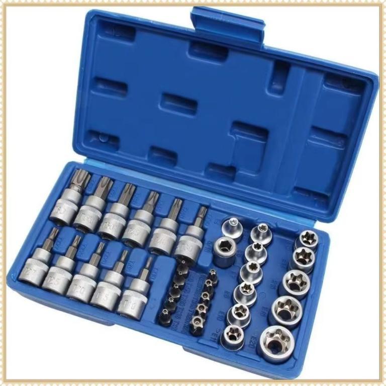 VIOLETLILAC 34 PCS Socket Bit Set, Blue/Red Chromium-vanadi … in Singapore - Image 1