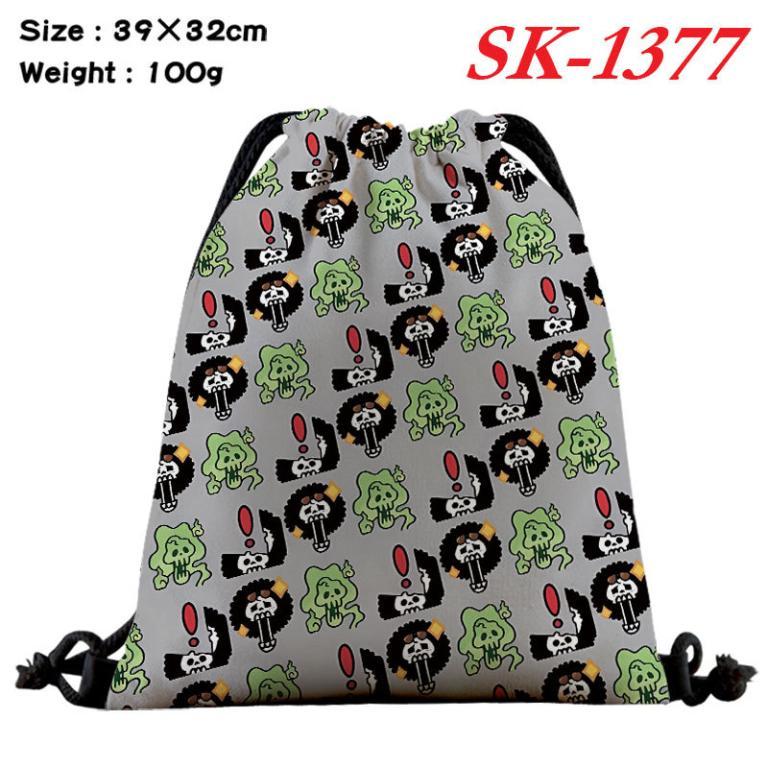 One Piece Cartoon Color Canvas Kids Drawstring Bag Student … in Geylang - Image 1