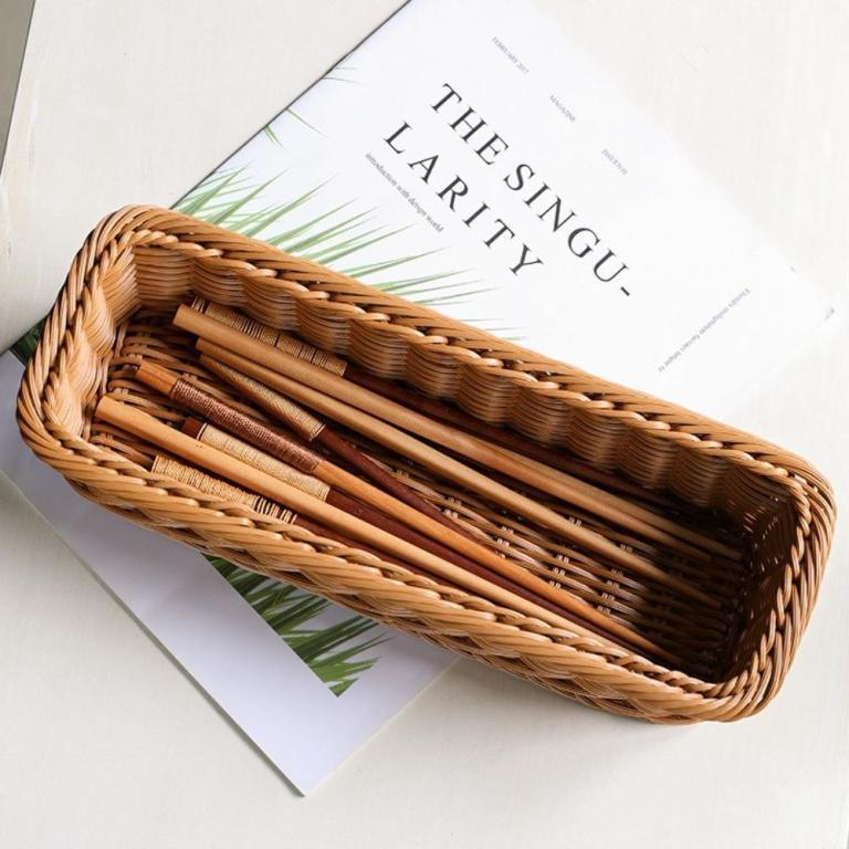 CAUSI Imitation Rattan Storage Basket, Plastic Durable Faux … in Bishan - Image 1