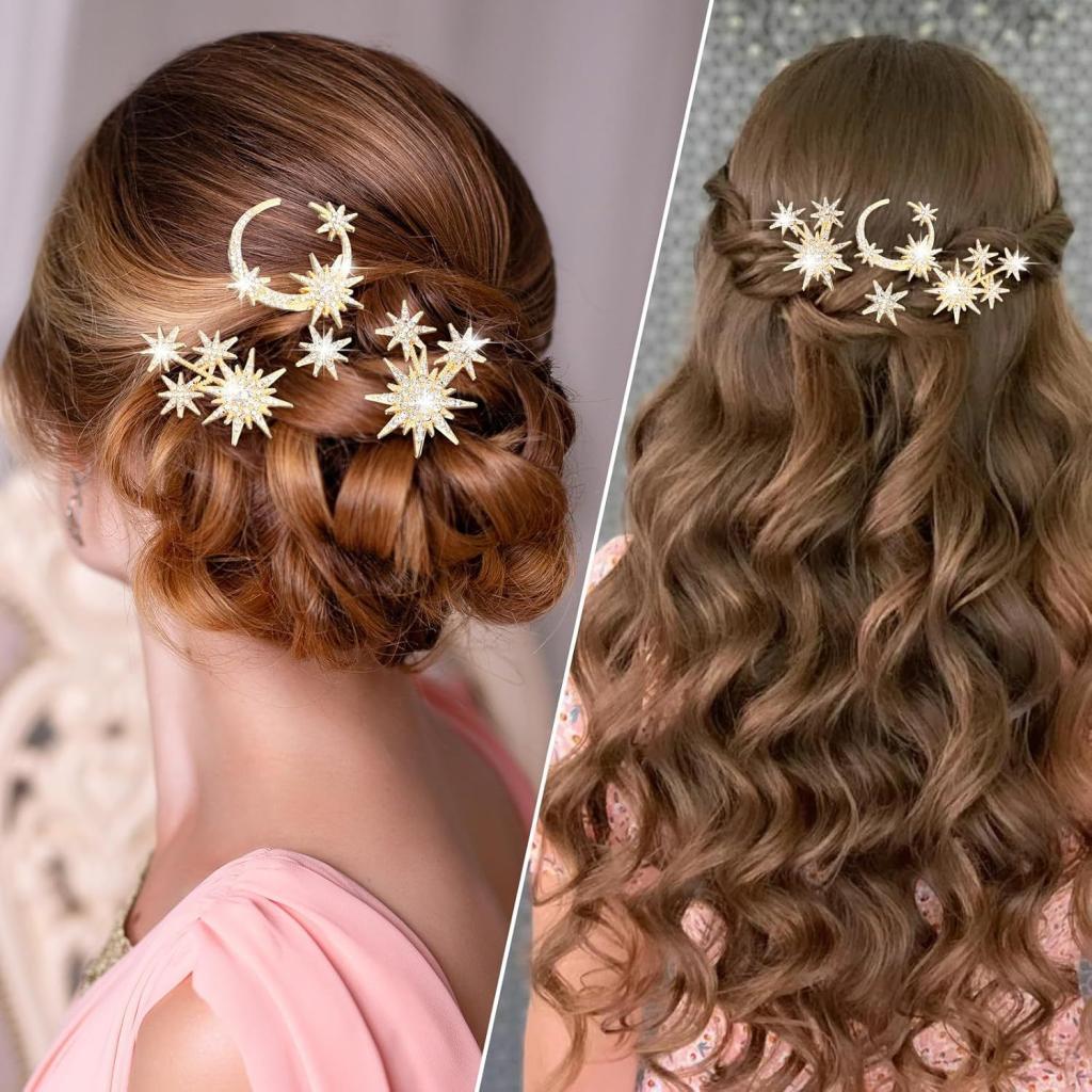 Moon Star Rhinestone Hair Accessory Set, Creative Geometric … in Geylang - Image 1