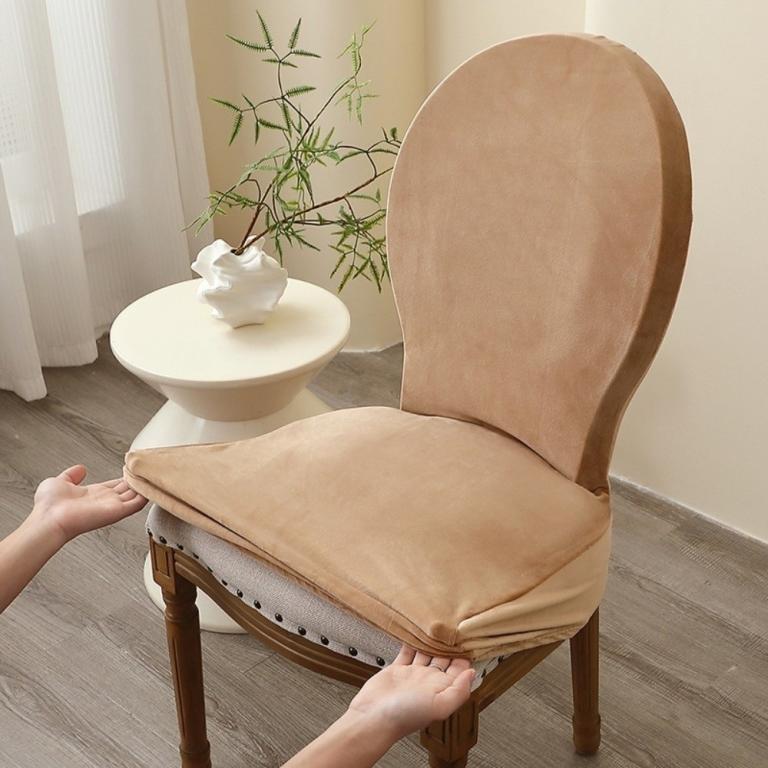 SFBSF Dining Chair Cover, T-Velvet Solid Color Curved … in Woodlands - Image 1