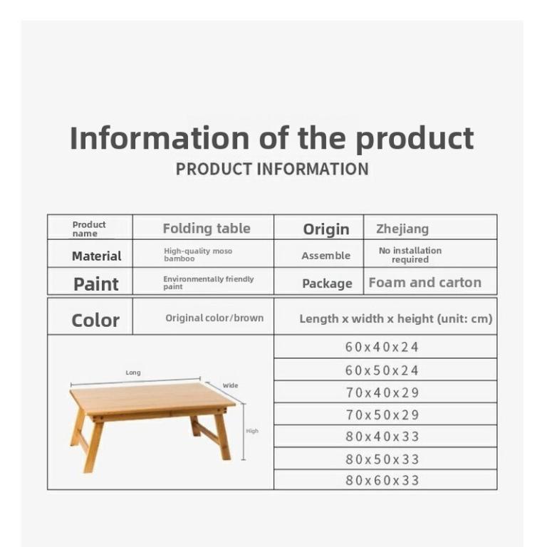 Bamboo Foldable Table Solid Wood Computer Table Board Study … in Mandai - Image 1
