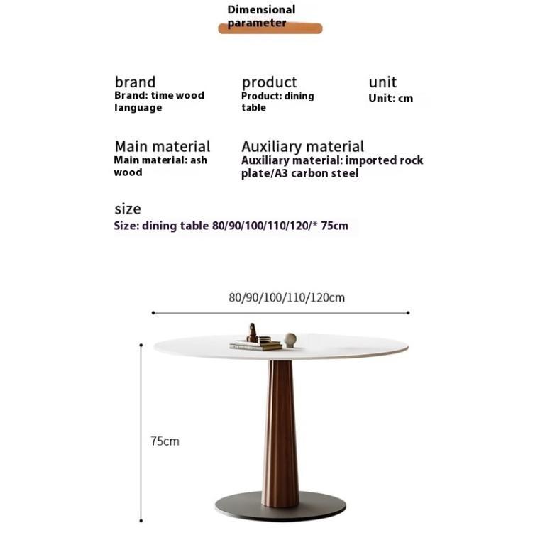 Wood Round Solid Dining Table Simple Pure White Small Round … in North-Eastern Islands - Image 1