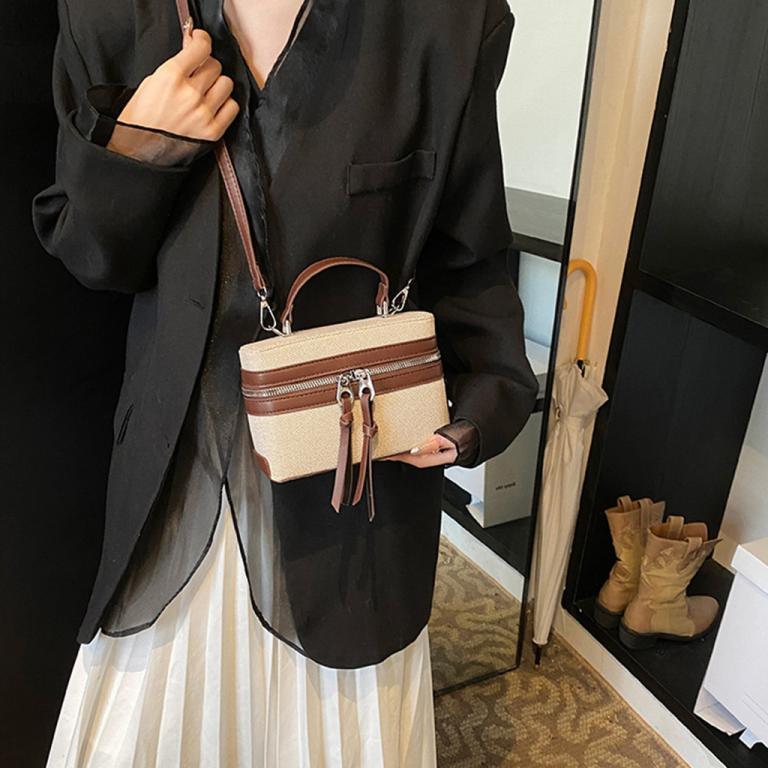 New Color Block Box Shoulder Bag, Fashion Splicing Large … in Sembawang - Image 1