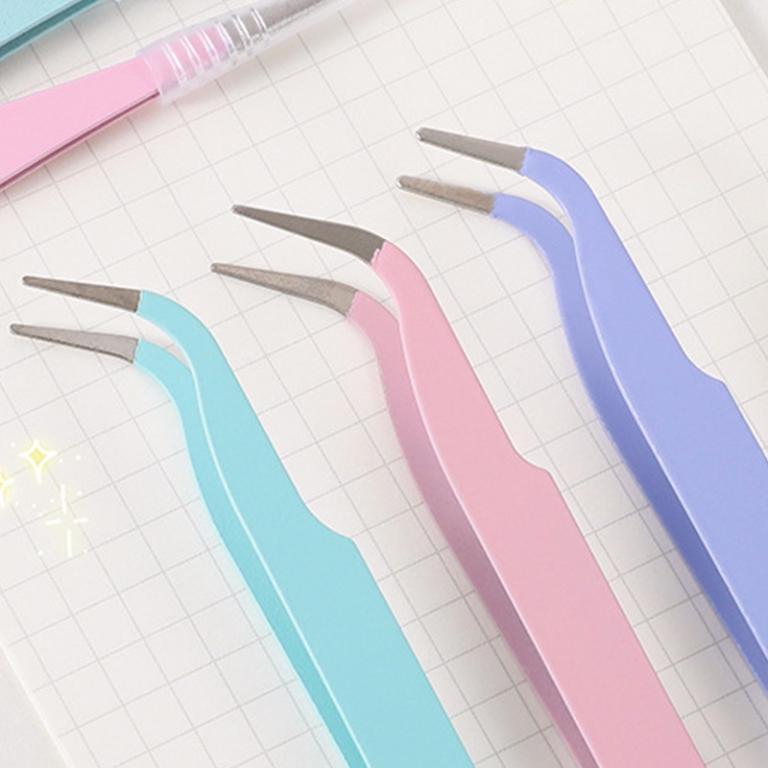 Macaron Color Small Elbow Tweezers Student Handmade … in Singapore - Image 1
