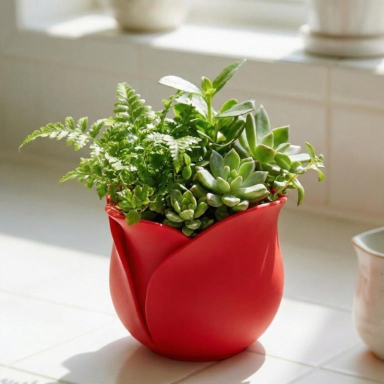 ADAMES Mini Rose Shape Pots, Decorative Plastic Succulent … in Toa Payoh - Image 1