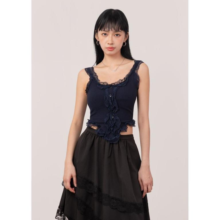 Vienna Ruffles Corset Top V2 in Deep Navy in Bukit Merah - Image 1