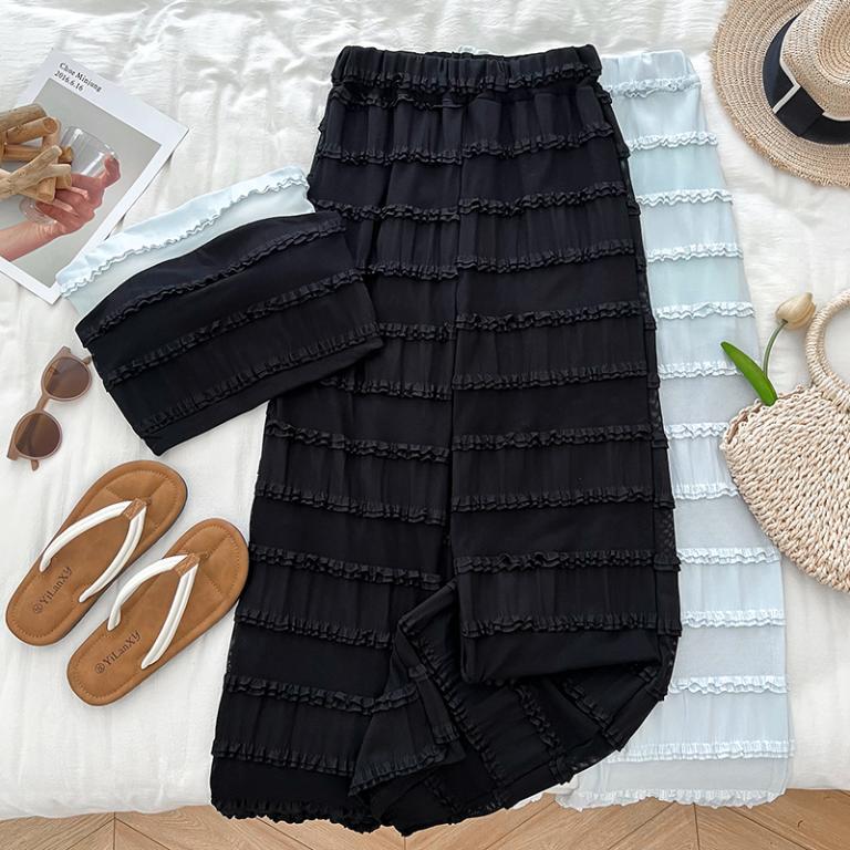 [PAPI] Corrugated Flat Vest Trousers Set Spring Summer … in Bukit Merah - Image 1