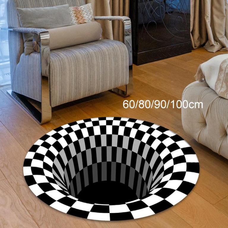 [xdnblun] 3D Visual Area Rugs Dining Room Carpet Polyester … in Geylang - Image 1
