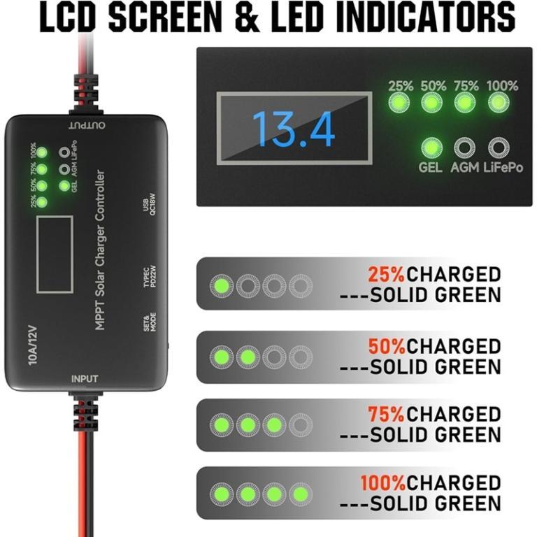 MPPT Solar Charge Controller 12V 10A, USB Output Type-C … in Toa Payoh - Image 1