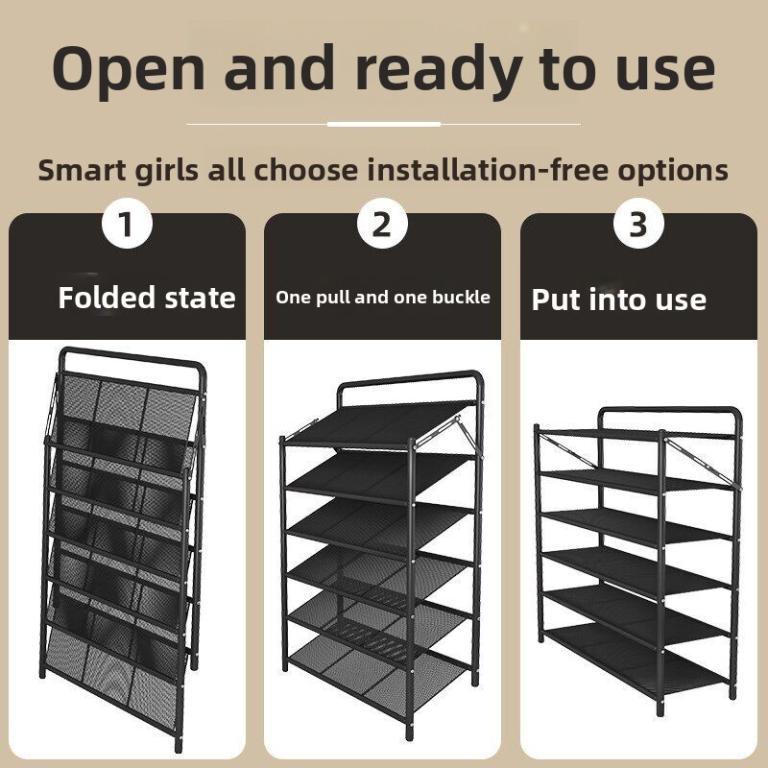 Foldable Metal Shoe Rack – No Assembly Required 5-Tier … in Toa Payoh - Image 1