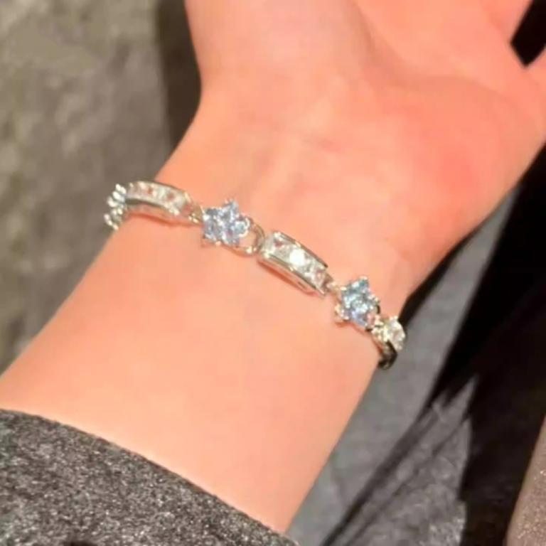 手链「清冷花笺」复古清冷感蓝色花朵 闪精致轻奢时尚百搭手饰女Bracelet 