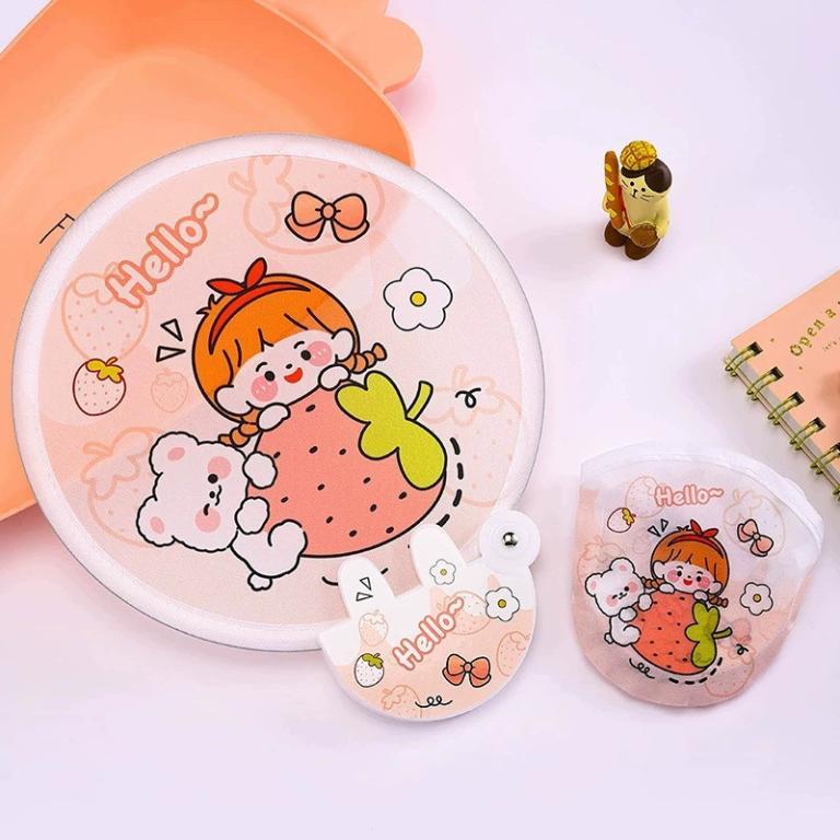 Portable Mini Folding Fan - Cute Cartoon Design Hand Fan … in Singapore - Image 1