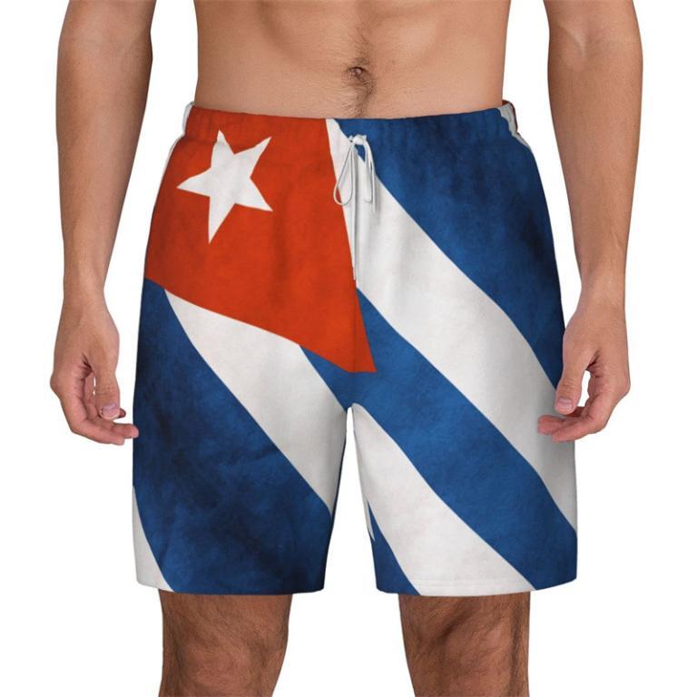 Cuban Flag 3d Print Cuba Swim Trunks Men Drawstring Quick … in Mandai - Image 1
