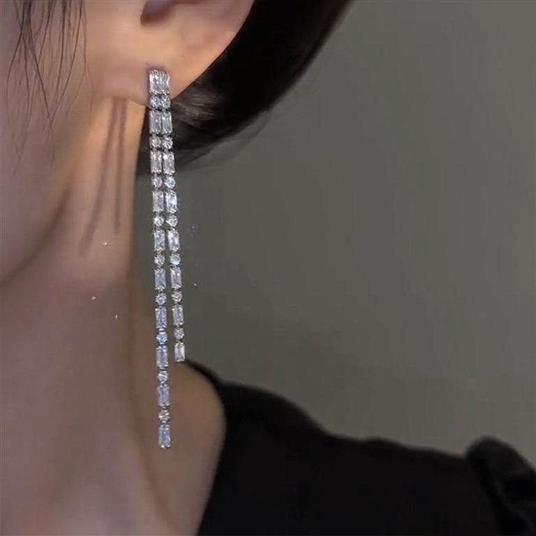 Korean Earrings Feel Ear Line Rhinestone Super Long Style … in North-Eastern Islands - Image 1