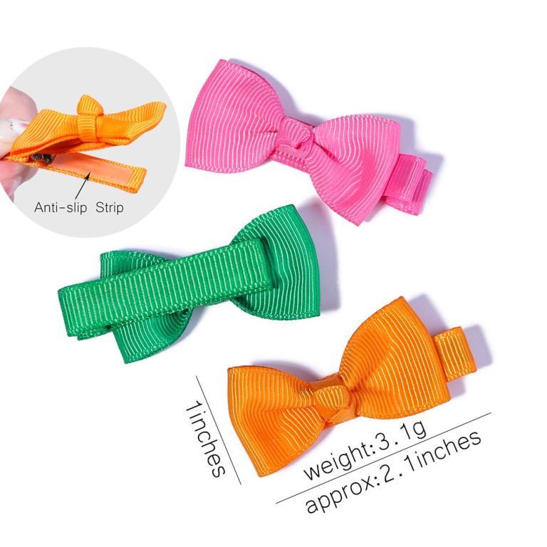 10Pcs/Set Solid Color Bows Hair Clips For Kids Girls Ribbon … in Bishan - Image 1