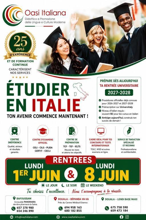 NOUVELLE RENTRÉES COURS D'italien à OASI ITALIANA au Cameroun - Photo 1
