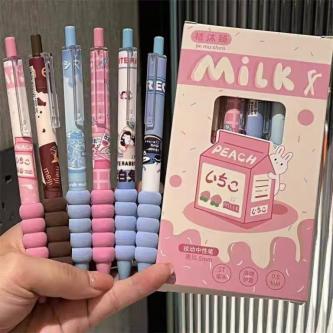 6pcs Cute Gel Pen Set Student Simple 0.5mm Quick Drying Ink … in Taman Johor Jaya - Image 1