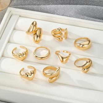 9Pcs Gold Double Heart Rings for Women Unique Stackable … in Singapore - Image 1