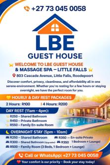 ACCOMMODATION AT AFFORDABLE RATES IN ROODEPOORT R100 in Roodepoort - Image 1