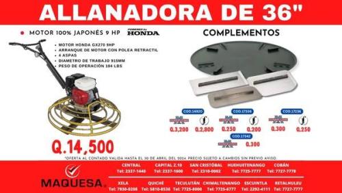 ALLANADORAS CON MOTOR HONDA en Quetzaltenango - Imagen 2
