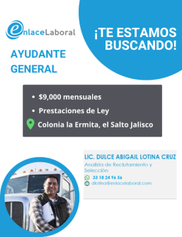 AYUDANTE GENERAL (PRODUCCION) en Tlaquepaque - Imagen 1