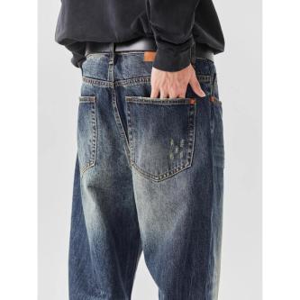 American Retro Ripped Washed Distressed Blue Jeans Men … in Malacca Town - Image 1