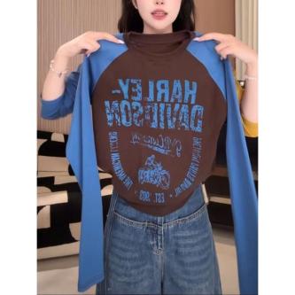 American Style Contrast Color Letter Print Raglan Sleeve … in Ipoh - Image 1
