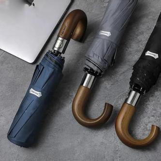 Automatic 10-Rib Wooden Curved Handle Automatic Umbrella … in Cairns - Image 1