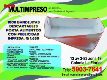 BANDEJITAS PORTA ALIMENTOS en Ciudad de Guatemala - Imagen 1