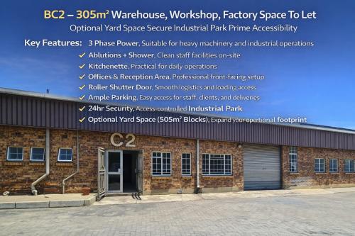 BC2 – 305m² Warehouse, Workshop, Factory Space To Let in Kimberley - Image 1